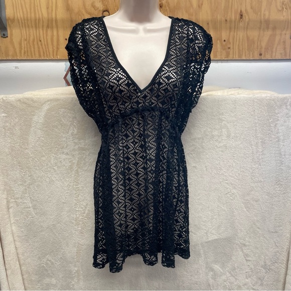 Miken Other - Miken swim bathing suit cover up dress black whimsigoth women’s large